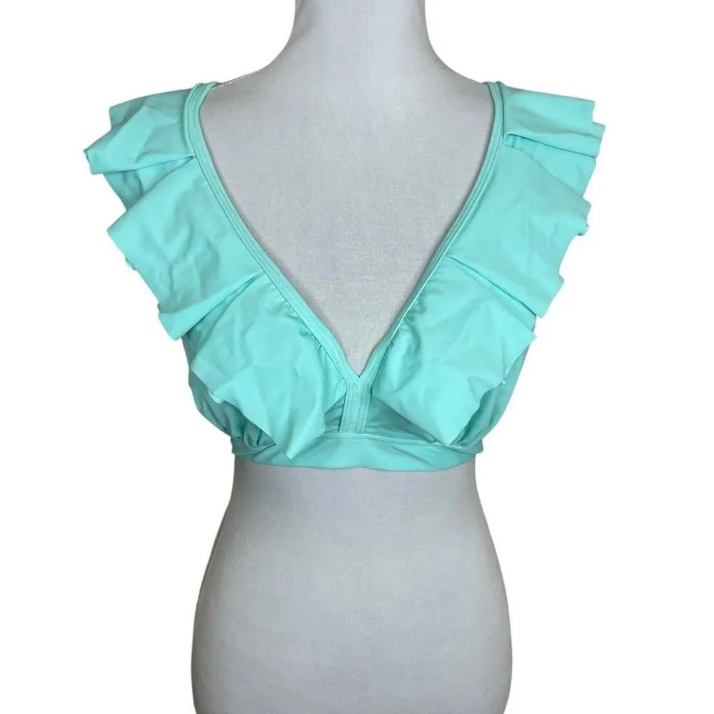 Pour Moi Space Frill Underwire Ruffle Bikini Top Mint Size 32H